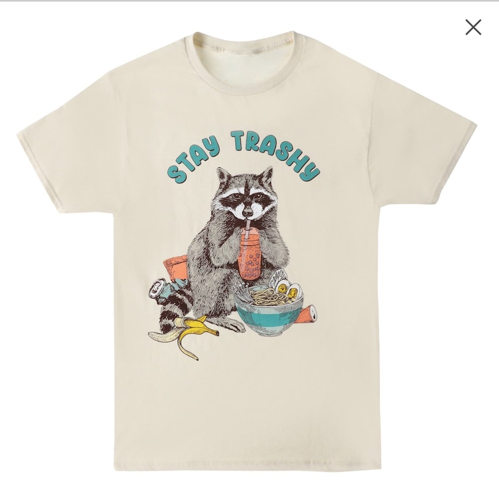Raccoon Cream Graphic T-Shirt